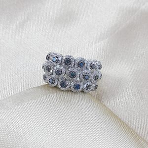 Jewelspaark <b>Diamond</b> <b>Ring</b> 1.40 Cttw Round Cut White And Blue Enhanced Natural Stone 925 Sterling Silver Engagement Jewelry For - Product Image 2
