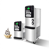 Machine à glace molle commerciale de comptoir Guangshen BJ218C 2100W argent/noir, unité mobile de crème glacée molle pour la vente de rue