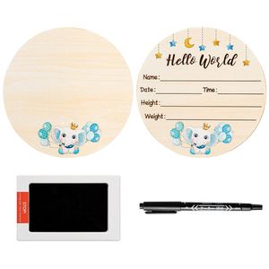 Wooden Baby <b>Milestone</b> Disc with Monthly Photo <b>Cards</b> Natural Round Tracker for Newborn Growth Keepsake Memory Display - Product Image 1