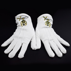 Guantes Blancos de Algodón con Bordado Masónico Personalizado de Alta Calidad, Guantes Masónicos Blancos con Logo del Arco Real - Product Image 5