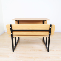 Pupitre Double en Bois pour Salle de Classe ZOIFUN avec Banc