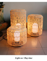 Moderne À La Main En Osier Rotin Étage Permanent Lampe En Plein Air