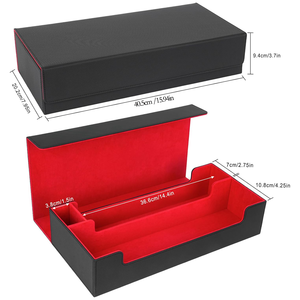 Boîte de rangement pour cartes à collectionner, boîte de rangement avec plateau à dés, <span class=keywords><strong>Torson</strong></span> 550+ en cuir PU et velours, grande capacité pour TCG MTG Yu-Gi-Oh - Product Image 6