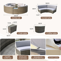 Kommerzielles Modernes Großes Rundes Modulares Sofa Komplette Möblierung für Villa-Apartment-Projekte Maßgefertigtes Outdoor PE-Rattan-Sofa-Set