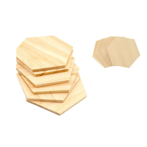 Tavola esagonale in legno Ilan 10 cm x 0,5 cm, 12 pezzi per progetti artigianali e fai da te - Product Image 1