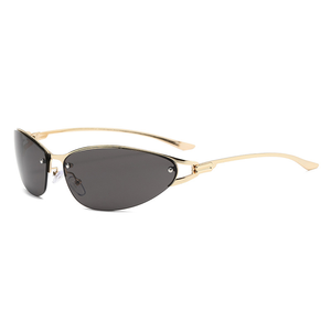 Lunettes de soleil œil de chat demi-cerclées vintage Y2K pour femmes, monture métallique légère, protection UV400, durables, confortables, style urbain tendance - Product Image 1