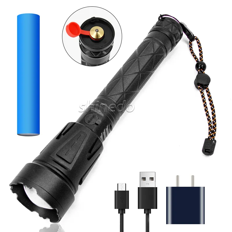 New Type-C rechargeable flashlight outdoor light can only zoom LED long-range flashlight