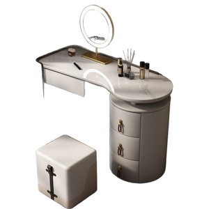 Creamy Style Minimalist Luxury Dressing Table With Drawers Sapphire Fish Belly White <b>Makeup</b> <b>Vanities</b> For Small Apartments - Product Image 5