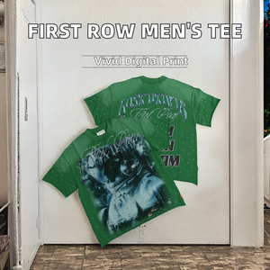 T-shirt Vintage di Alta Qualità FIRST ROW per Uomo, Manica Corta, Stampa Diretta con Inchiostro Bianco, Stampa a Caldo con Diamanti - Product Image 6