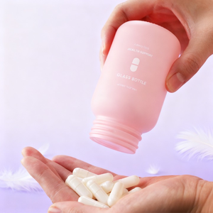 ขวดแก้ววิตามินแบบด้านสีแดงน้ำเงิน ขนาด 100 มล. 250 มล. 500 มล. สำหรับอาหารเสริมผู้หญิง บรรจุภัณฑ์แคปซูลเสริมความงามและซอฟต์เจล - Product Image 6