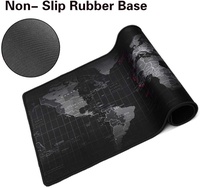 Tapis de souris de jeu XXL, grand format, antidérapant, bords cousus, design carte du monde, pour usage au bureau