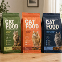 Sacs d'emballage personnalisés pour aliments pour chiens et chats, pochettes à fond plat en aluminium avec fermeture éclair, qualité alimentaire, refermables, pour friandises pour animaux de compagnie