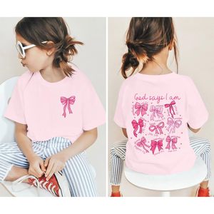 Camiseta Cristiana con Lazo para Niñas, 100% Algodón, Diseño Religioso con Versículos Bíblicos y Diseño de Fe - Product Image 5