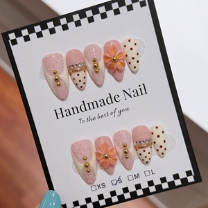 TSZS Juego de 10 <span class=keywords><strong>Uñas</strong></span> Postizas Acrílicas de Estilo Punk de Lujo, <span class=keywords><strong>Uñas</strong></span> <span class=keywords><strong>Francesas</strong></span> con Flores Talladas en 3D, <span class=keywords><strong>Uñas</strong></span> Postizas Hechas a Mano - Product Image 2