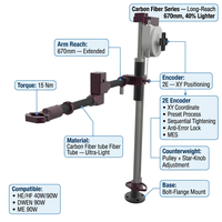 Bras de couple en fibre de carbone FC-015-2E 15 Nm, portée longue 670 mm, encodeur 2E, support d'assemblage ultra-léger, tournevis inclus |   40% plus léger