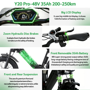 Vélo Électrique Y20 Pro 48V 15AH et 20AH en Gros, Moteur Électrique 500W, Vélo Tout-Terrain à Pneus Larges, Stock UE, Vélo <span class=keywords><strong>de</strong></span> Route Électrique - Product Image 3