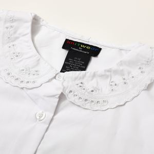 Blusa Escolar de Alta Calidad al por Mayor con Cuello <span class=keywords><strong>Peter</strong></span> Pan para Niña, Color Azul Claro, Uniformes Escolares - Product Image 5