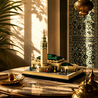 Set de Bloques de Construcción de Edificios Religiosos Wange, Ladrillos Creativos, Modelo Kaaba, Mezquita Hassan II Azul, Colección Hagia Sophia, Bloques de Juguete