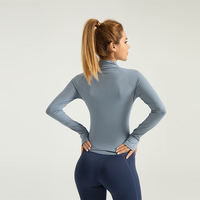 Haut de sport moulant personnalisé en Spandex/Polyester anti-transpiration pour femme, idéal pour la course, le fitness, le yoga, l'entraînement et la gym, à manches longues, séchage rapide et effet amincissant
