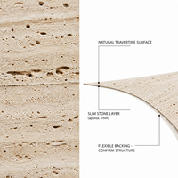 Panneau de travertin en pierre naturelle flexible de 1 mm, feuilles ultra-minces, placage de marbre