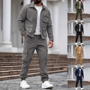 Printemps automne hommes casual sport set deux pièces plusieurs poches casual wear tous les jours - Product Image 1