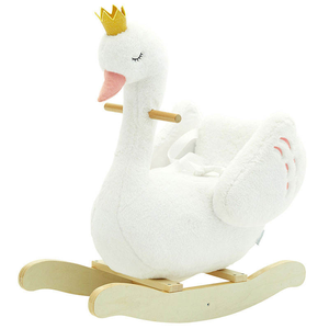 NC NC-54 Kids Plush <strong>Swan</strong> Rocking Toy Wooden Base Ride Animal Balance <strong>Rocker</strong> Soft Stuffed Rocking Chair 14 Years Party Gift - Product Image 2