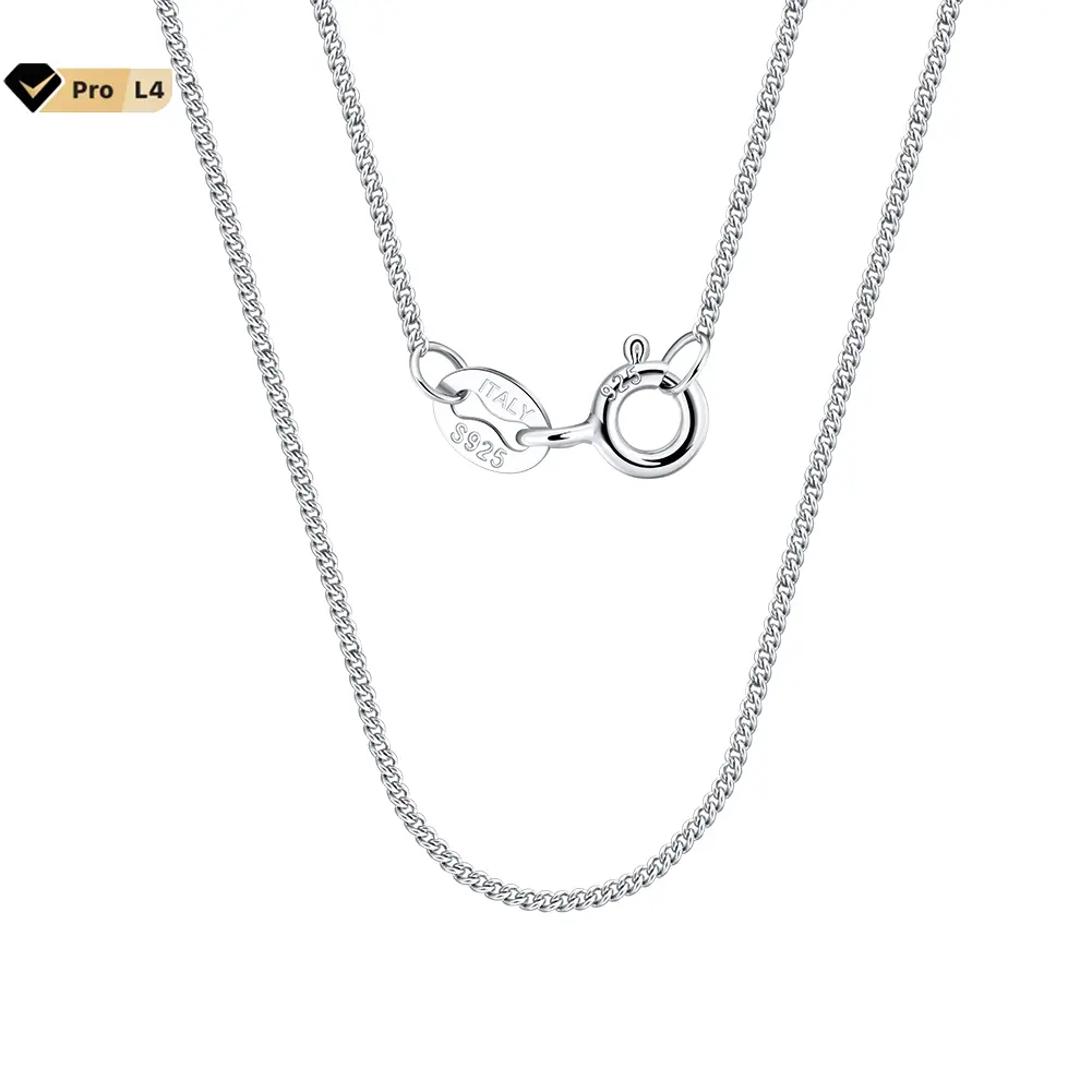 RINNTIN SC18 Fine Jewelry Solid Sterling Silber Kette 14 Karat vergoldet 1mm Curb Link Halskette Kette für Frauen