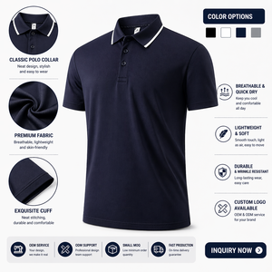 Camisetas Polo Personalizadas para Hombre, de Secado Rápido, Transpirables, Casuales, Deportivas, de Corte Clásico, Lisas, con Logotipo Bordado - Product Image 5