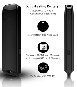Enregistreur vocal numérique USB mini à branchement direct et à activation vocale pour cours et interviews, avec fonction clé USB - Product Image 3