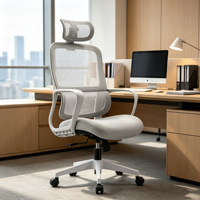 Chaise de bureau moderne à dossier haut en maille avec appui-tête réglable, design ergonomique, fonction pivotante, hauteur réglable