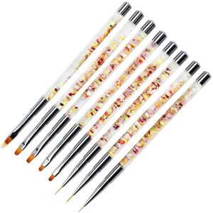 Pinceau à ongles en nylon rond plat pour gel, avec virole sertie, pour dégradé ombré, liner, manucure, salon, décoration d'ongles, outil de peinture - Product Image 1