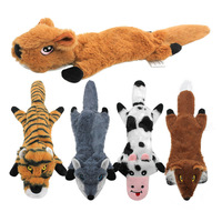 Jouets à mâcher interactifs pour chiens et chats en coton, motif dessin animé, avec sonnette - Peluche froissée écologique et souple, lot de 5