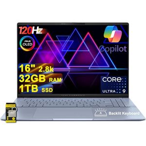 Ordinateur portable Vivobook S16 Ai en gros, 16 cœurs, écran OLED 2.8K 120Hz, Intel Ultra 9, 32 Go de RAM, SSD 1 To, clavier rétroéclairé, pour le gaming, Windows 11 - Product Image 1