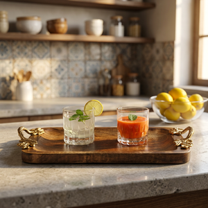 Gold Mango Wood Serving <b>Tray</b> <b>Large</b> (14" X 9") - Product Image 2
