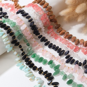 Cuentas de Ágata de Cristal de Piedras Preciosas Naturales, Cuentas de Grava Irregulares de Dientes Largos, Accesorios Multicolores, Collar de Moda - Product Image 1