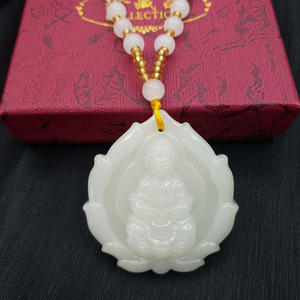 Colgante de <span class=keywords><strong>Jade</strong></span> Blanco Artificial con Diseño de Loto Guanyin, Placa de <span class=keywords><strong>Jade</strong></span> Verde con Buda Guanyin, Collar de <span class=keywords><strong>Jade</strong></span>, Adorno para Cadena de Suéter - Product Image 3