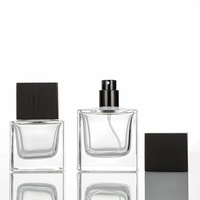 Flacon pulvérisateur de parfum carré en verre transparent à fond épais, avec bouchon pulvérisateur, couleur et capacité personnalisables, distributeur cosmétique portable sur mesure