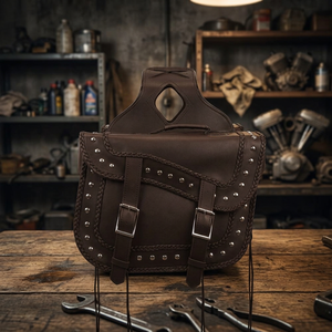 Bolsa de Sillín para Motocicleta de Cuero Genuino GLOBAL LEATHER, Impermeable, Estilo Vintage Inglés, Cierre de Solapa, Capacidad de 25L, Lista para Viajar - Product Image 2