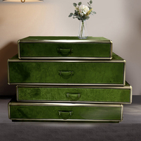 Table d'entrée élégante en cuir de crin de cheval vert de haute qualité, design italien, table console de luxe avec tiroir