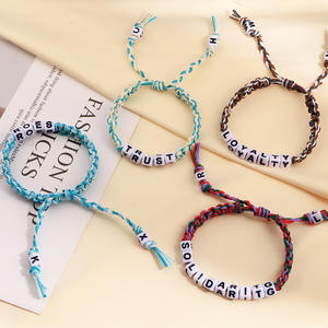 Nouveaux bracelets tendance en cordon ciré coloré tissé à la main, réglables, avec logo personnalisé, bracelets <span class=keywords><strong>d</strong></span>'<span class=keywords><strong>amitié</strong></span> pour femme - Product Image 4