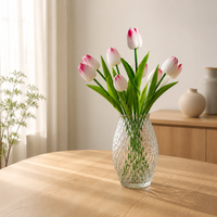 Bunga Tulip PU Real Touch Grosir 34cm Tangkai Tunggal Buatan Tangan Ramah Lingkungan Tahan Lama Vas Kaca Dekorasi Rumah Pernikahan