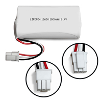 JINTION 6.4V 1800mAh LiFePO4 Baterai Pengganti Lampu Darurat untuk ELP B104T Side by Side 2 Sel dengan 2 Adaptor Kabel