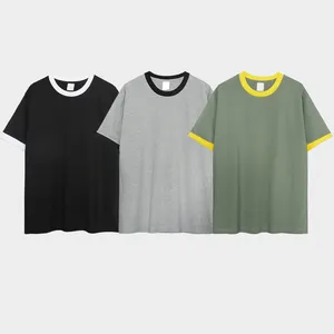 SHSH 230G 신상품 패치워크 컬러 면 남성 티셔츠 슬림핏 스포츠 체육관 남성 티셔츠
