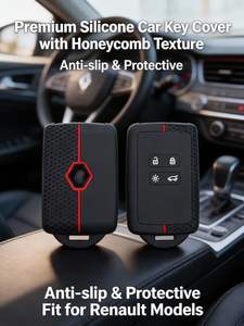 Accessoire Voiture <span class=keywords><strong>Housse</strong></span> de Clé de Voiture en Silicone Compatible avec Renault Captur Clio Megane <span class=keywords><strong>Zoe</strong></span> Design Nid d'Abeilles Télécommande Étui - Product Image 5