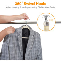 Premium Slim Space-Saving 360 °   Cintres en plastique antidérapants en velours rose Golden Hook