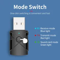 Adaptador de Audio Inalámbrico 5 en 1 USB Bluetooth 5.4, Receptor Transmisor, Tarjeta de Sonido, Entrada Auxiliar de 3.5mm, Música para TV, Computadora, Altavoz de Coche, PC