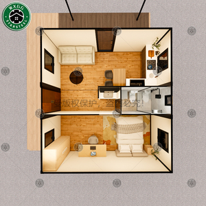 Maison préfabriquée modulaire personnalisée avec revêtement en bois, structure en acier, conteneur habitable portable avec auvent - Product Image 4