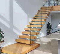 Escalier flottant intérieur sur mesure en verre de luxe léger pour Loft, Villa, Art Duplex, Maison à niveaux superposés