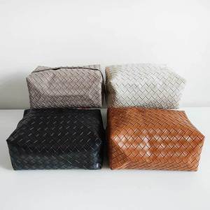 Woven Leather Tissue Box Black Gray White Brown For Car Living Room Bathroom - Product Image 1
