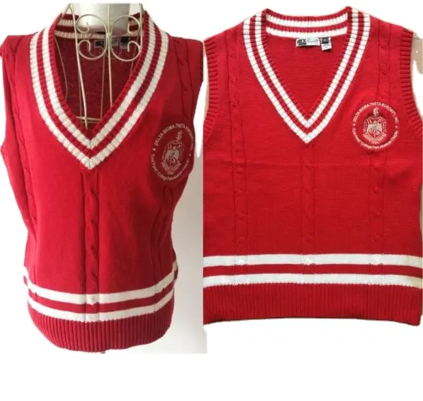 OEM ODM customized sale womens ladies crest logo embroidered varsity sleeves waistcoats sweater vests